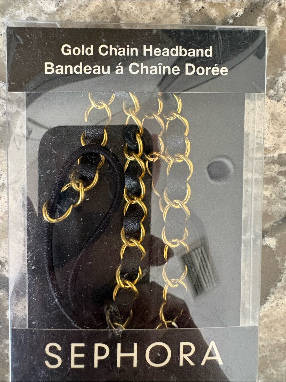Sephora Black and Gold Woven Chain Headband, never been out of the box
